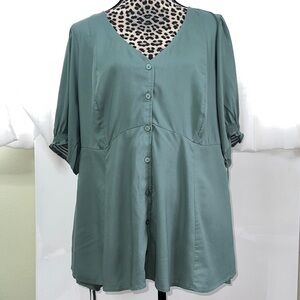 Torrid Sage Green Button-Down Blouse